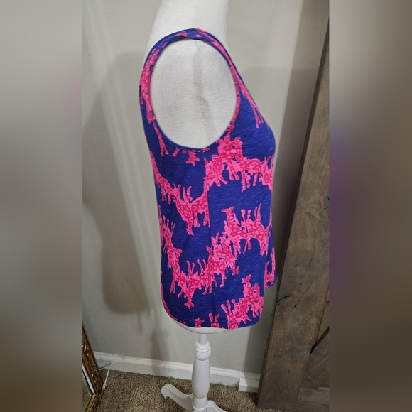 LILLY PULITZER Gigi V Neck Tank In Giraffe Iris/pink. Size XXS - Picture 7 of 10